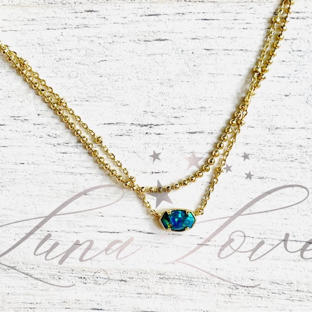 KENDRA SCOTT Emilie Gold Multi Strand Necklace in Marine Kyocera Opal